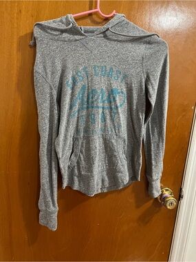 Aeropostale Gray Long Sleeve Hoodie with Teal Logo